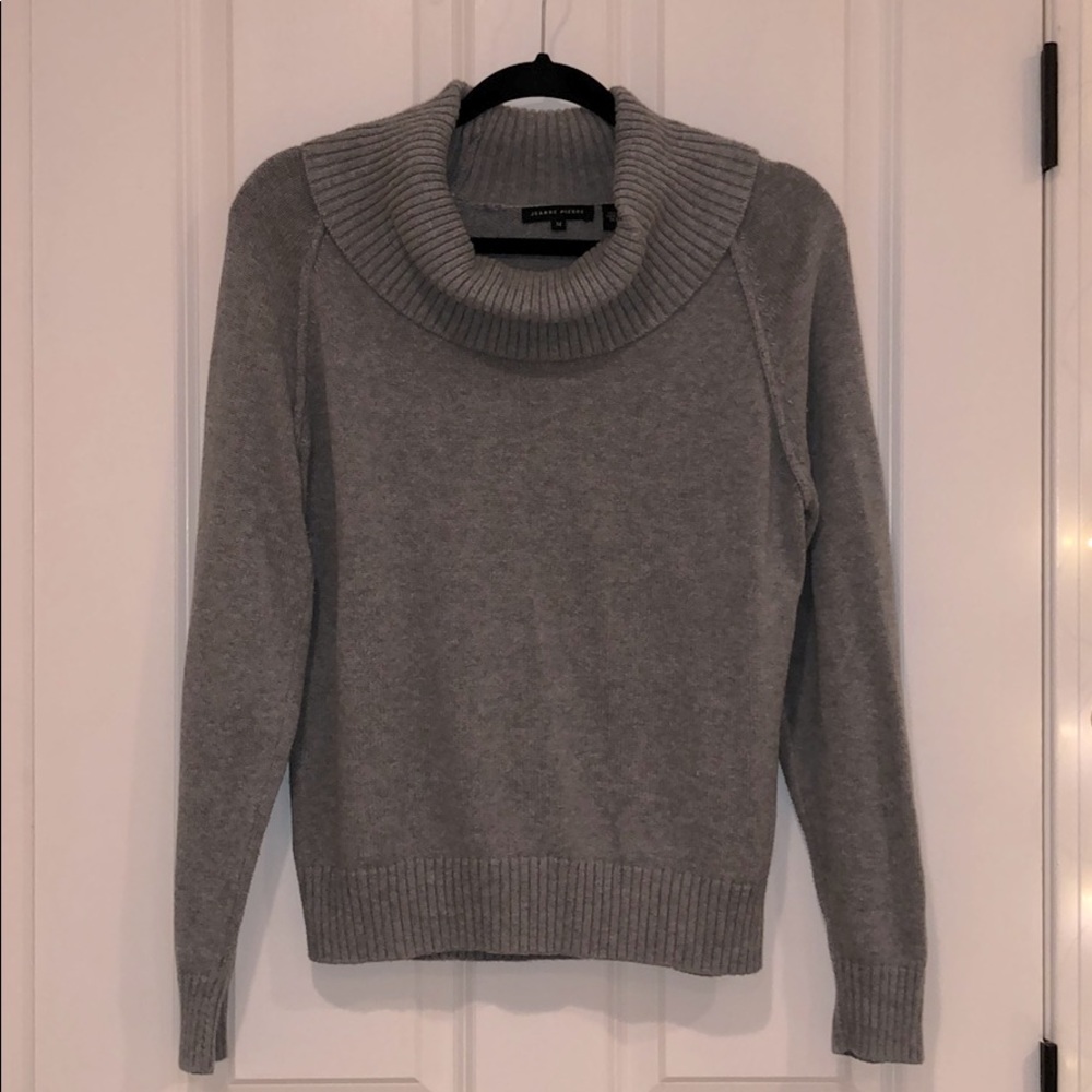 Gray Cowl Neck 100% Cotton Sweater Medium